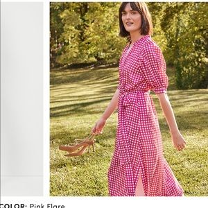 Ann Taylor Gingham Belted Midi Shirtdress Pink Size XSmall